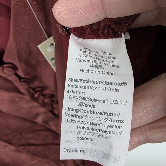 NWT Madewell Maroon Silk Button Down Cami Size 24 Spaghetti Straps Base Layer - Picture 5 of 7